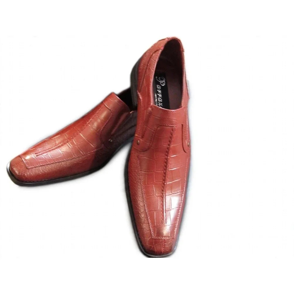 Parrazo Mens 8 Burgundy Croc Loafer Dress Shoes Square Toe Slip On NIB Geico